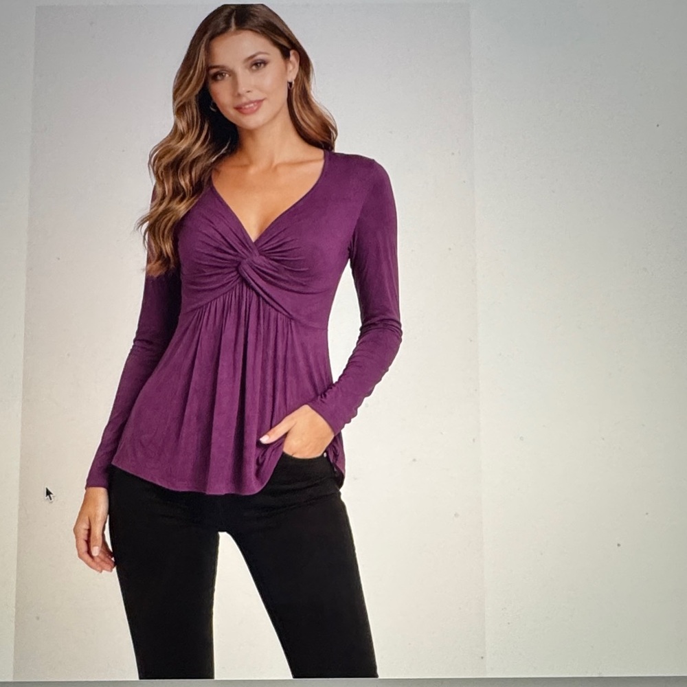 Cha Cha Vente Women Purple Long Sleeve Blouse. Large.